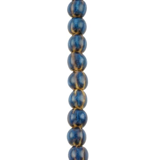 Blue Ceramic Round Melon Beads, 9mm by Bead Landing&#x2122;